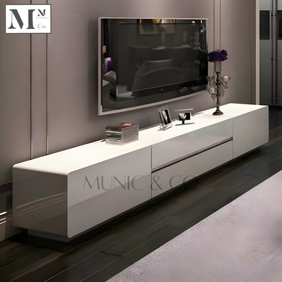 ZARAIAH Modern Glossy White TV Console and Coffee Table