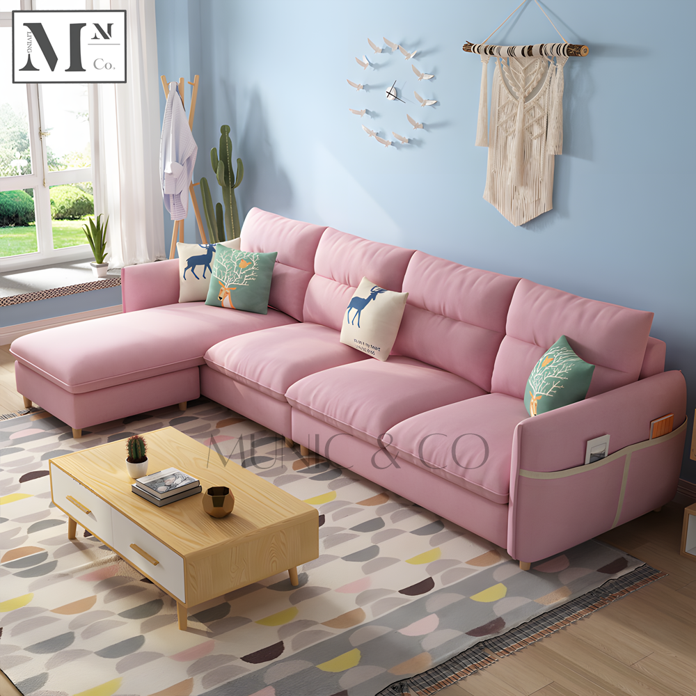 GARRIS Nordic Fabric Sofa with Side Storage Pocket