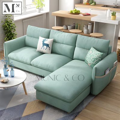 GARRIS Nordic Fabric Sofa with Side Storage Pocket