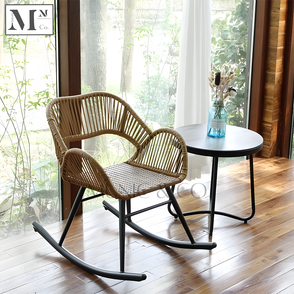 NATURA Rocking Chair Series. Petite Outdoor Chair and Table in PE Rattan