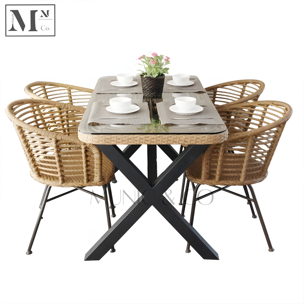 NATURA Dining Set. PE Rattan Outdoor Dining Set.  Indoor Dining Set