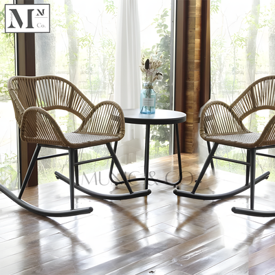 NATURA Rocking Chair Series. Petite Outdoor Chair and Table in PE Rattan