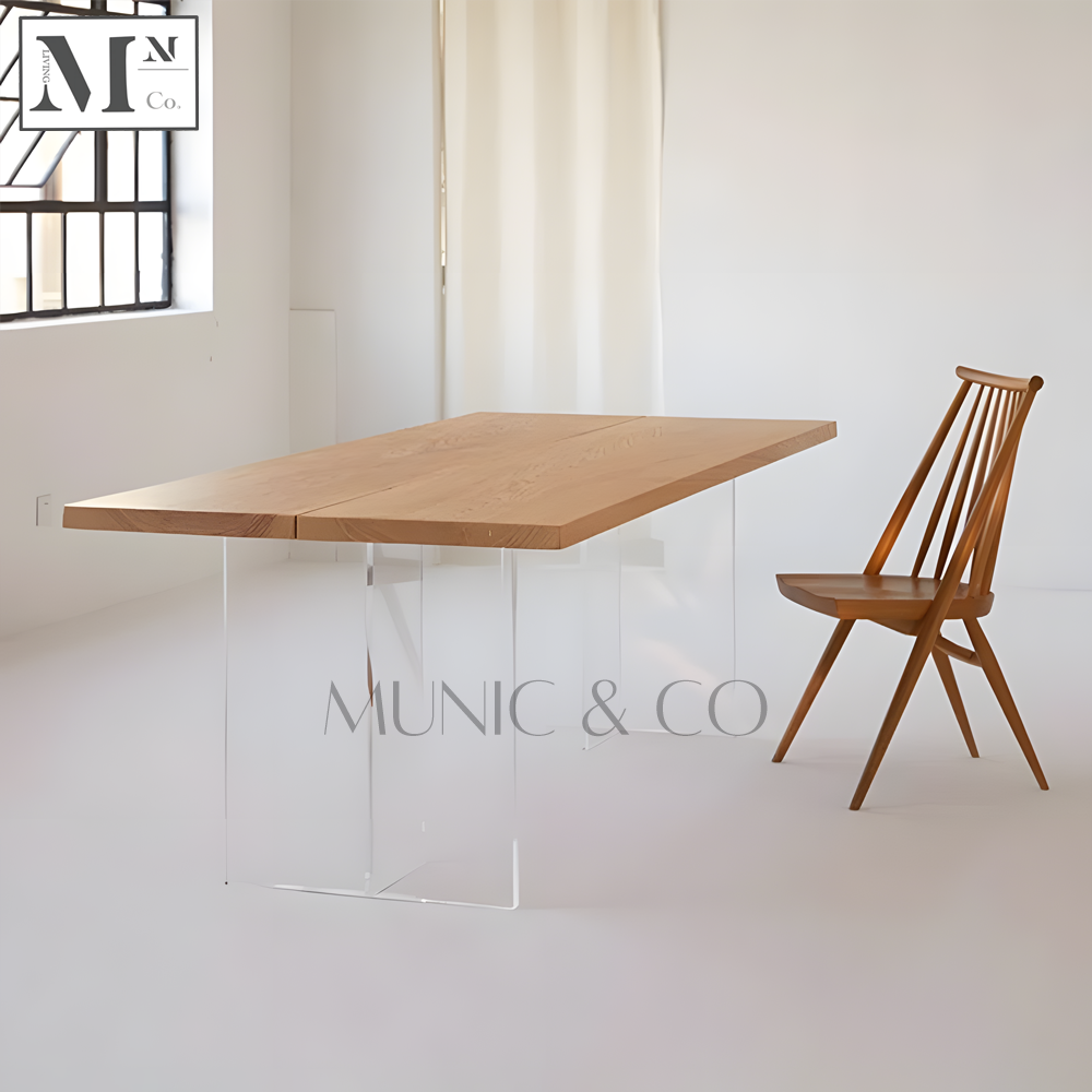 ZANGO Wooden Table on Acrylic Legs. Customisable