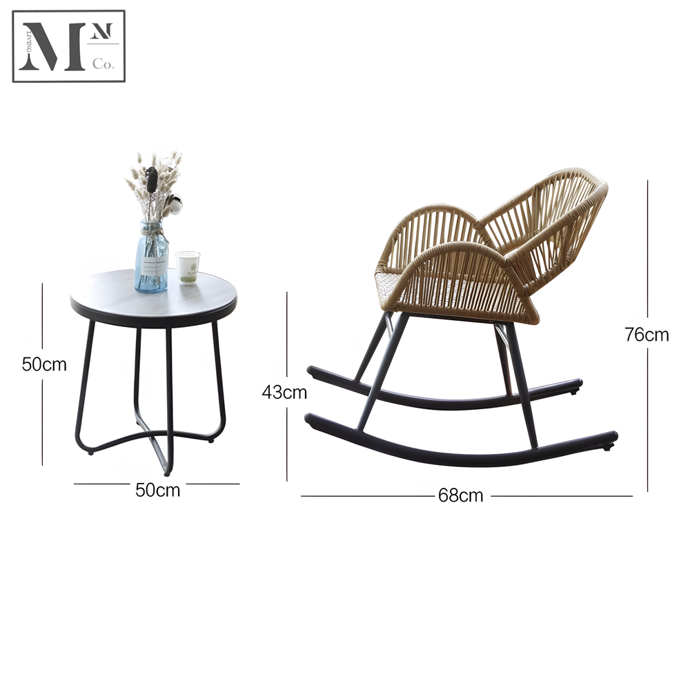 NATURA Rocking Chair Series. Petite Outdoor Chair and Table in PE Rattan