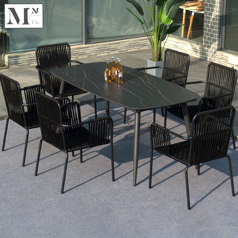 SLOAN Outdoor Dining Set in Black Rattan