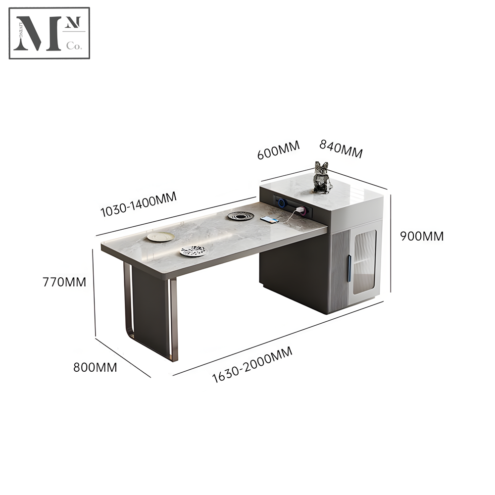 ATLAS Contemporary Sintered Stone Dining Table with an Island.  Custiomizable