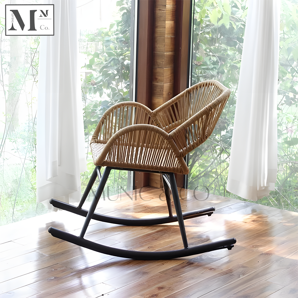 NATURA Rocking Chair Series. Petite Outdoor Chair and Table in PE Rattan