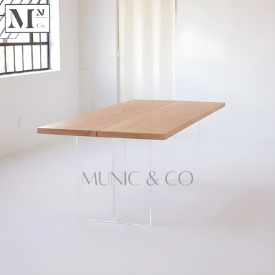 ZANGO Wooden Table on Acrylic Legs. Customisable