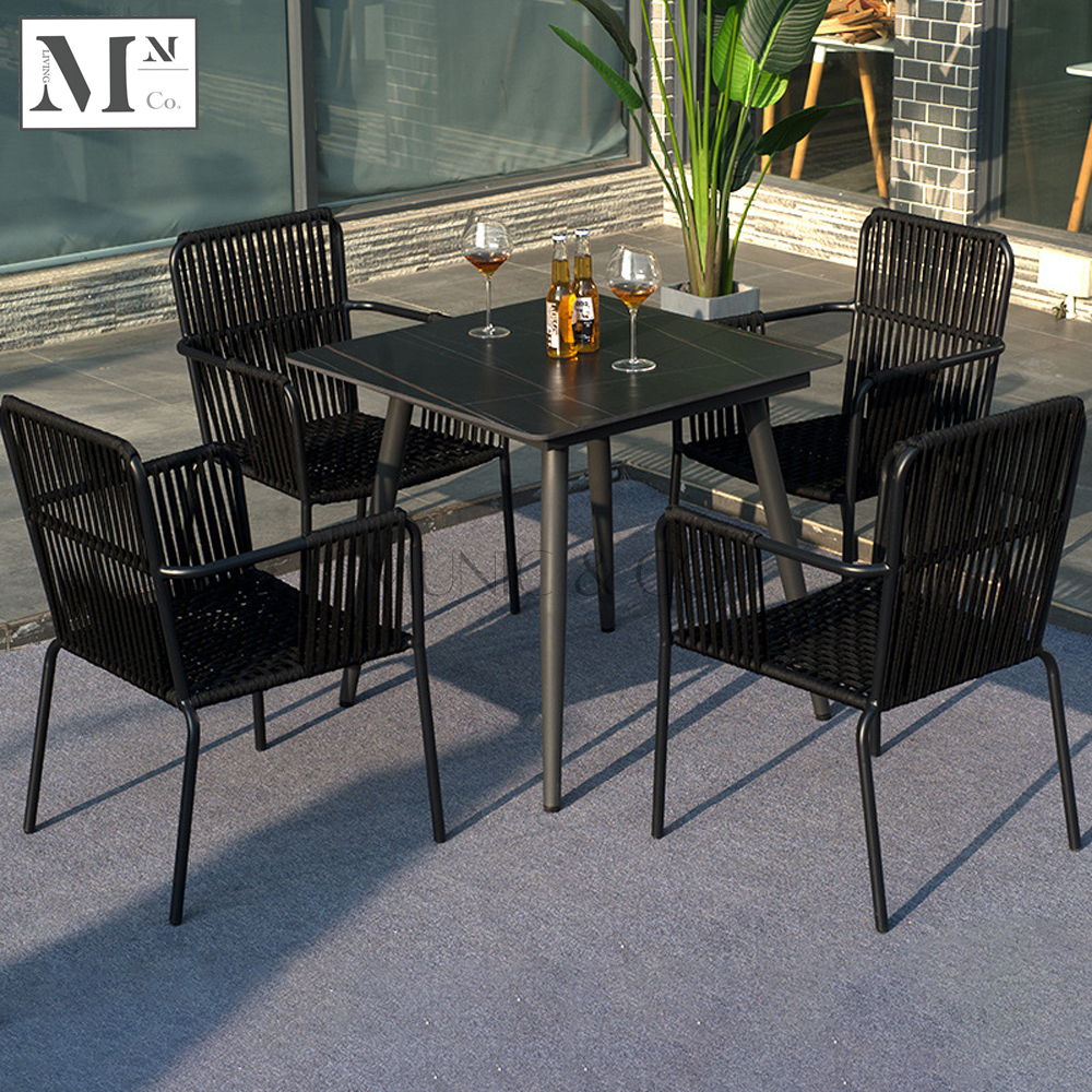 SLOAN Outdoor Dining Set in Black Rattan