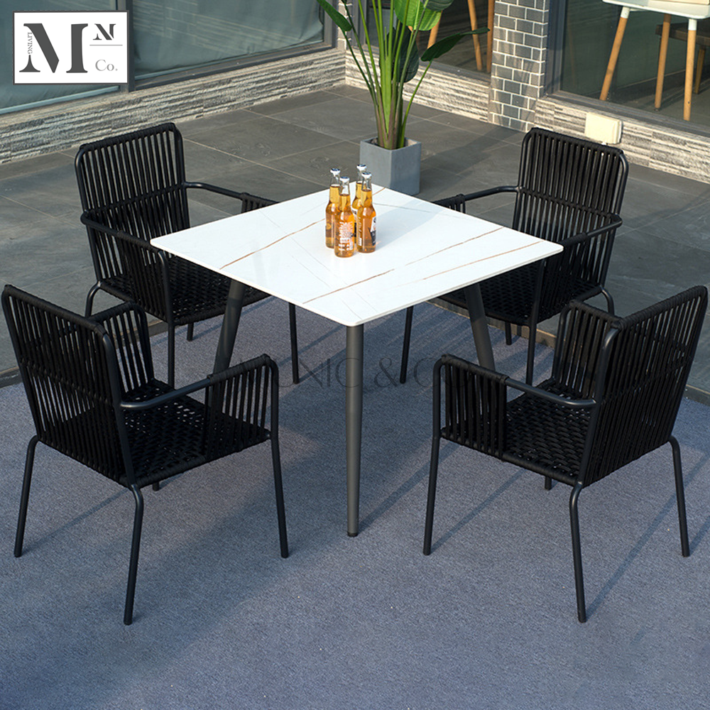 SLOAN Outdoor Dining Set in Black Rattan