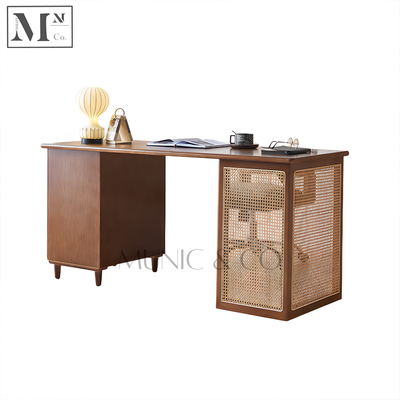 ELOWEN Rustic Rattan Study Table