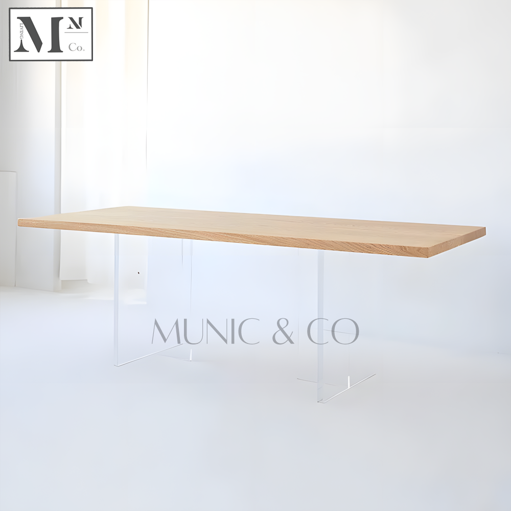 ZANGO Wooden Table on Acrylic Legs. Customisable