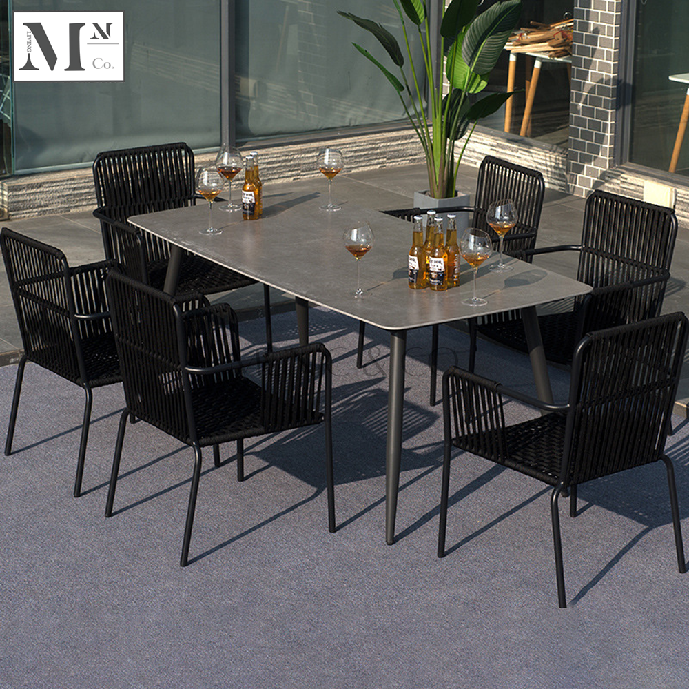 SLOAN Outdoor Dining Set in Black Rattan