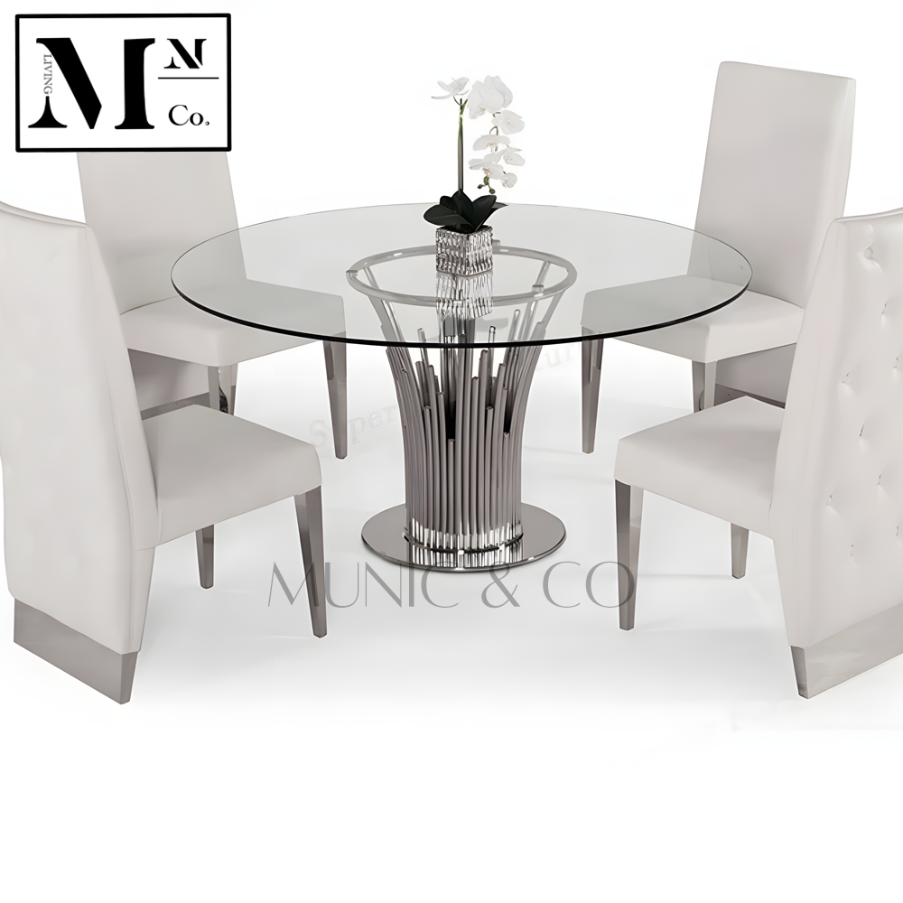 CASCO Contemporary Round Glass Dining Table