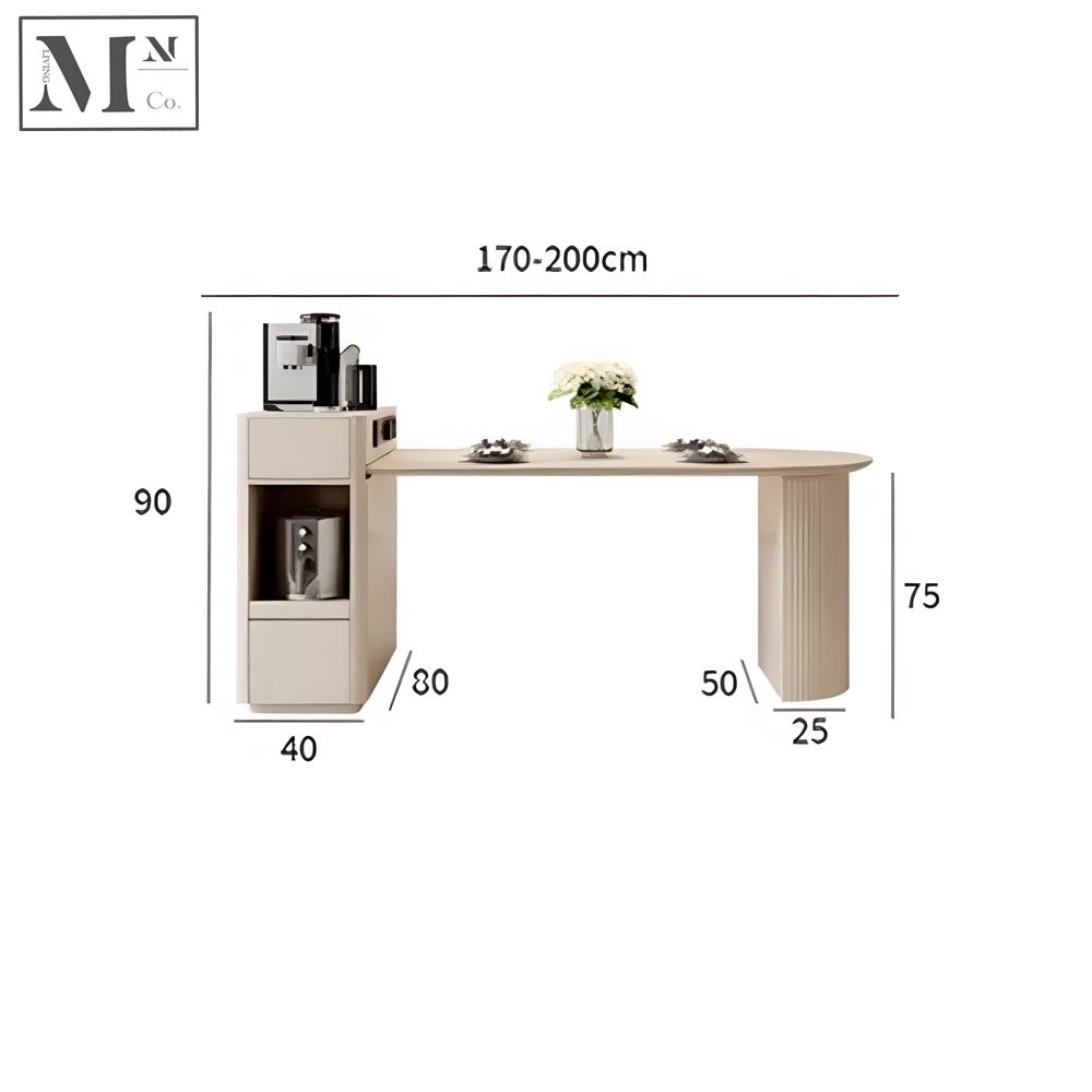 MUSE Minimalist Sintered Stone Extendable Dining Table with Shelf and Storage
