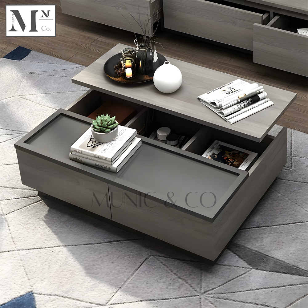 YASMINE Ash Grey Platform TV Console and Coffee Table