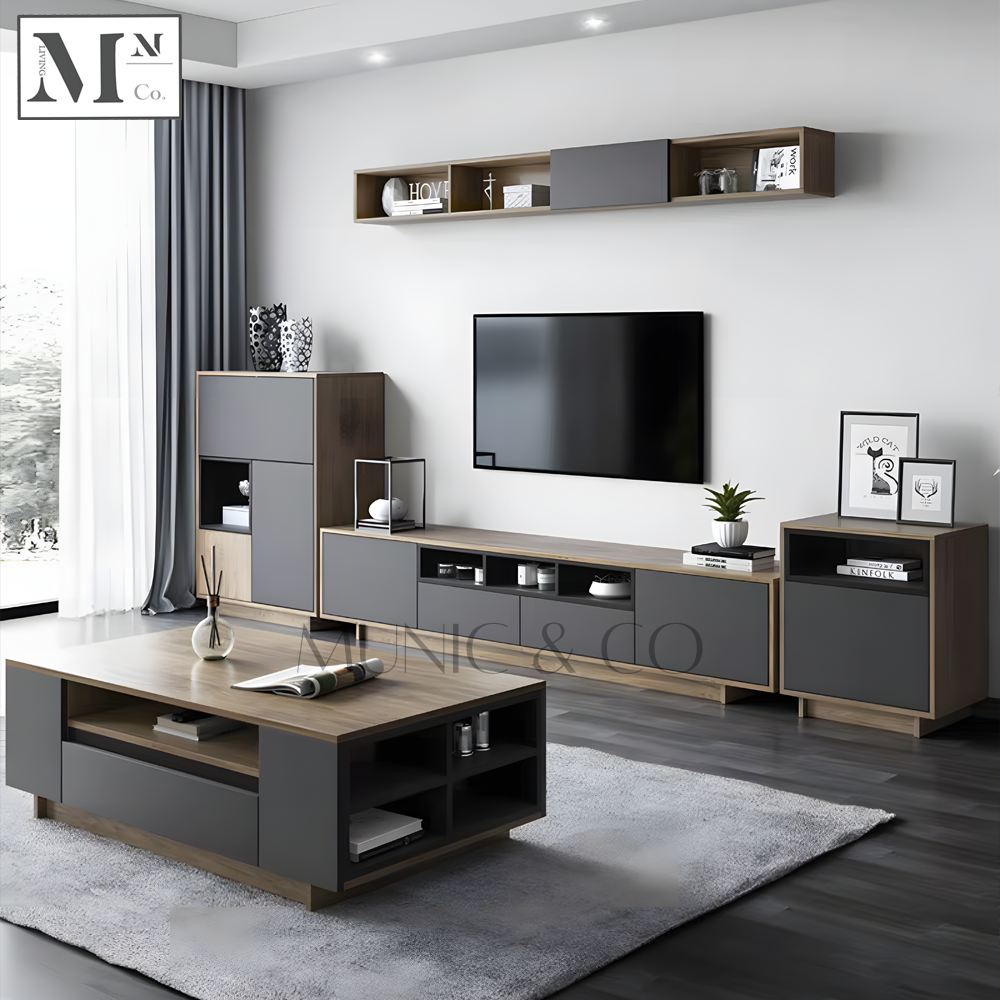 ZANE Contemporary Industrial TV Console and Coffee Table