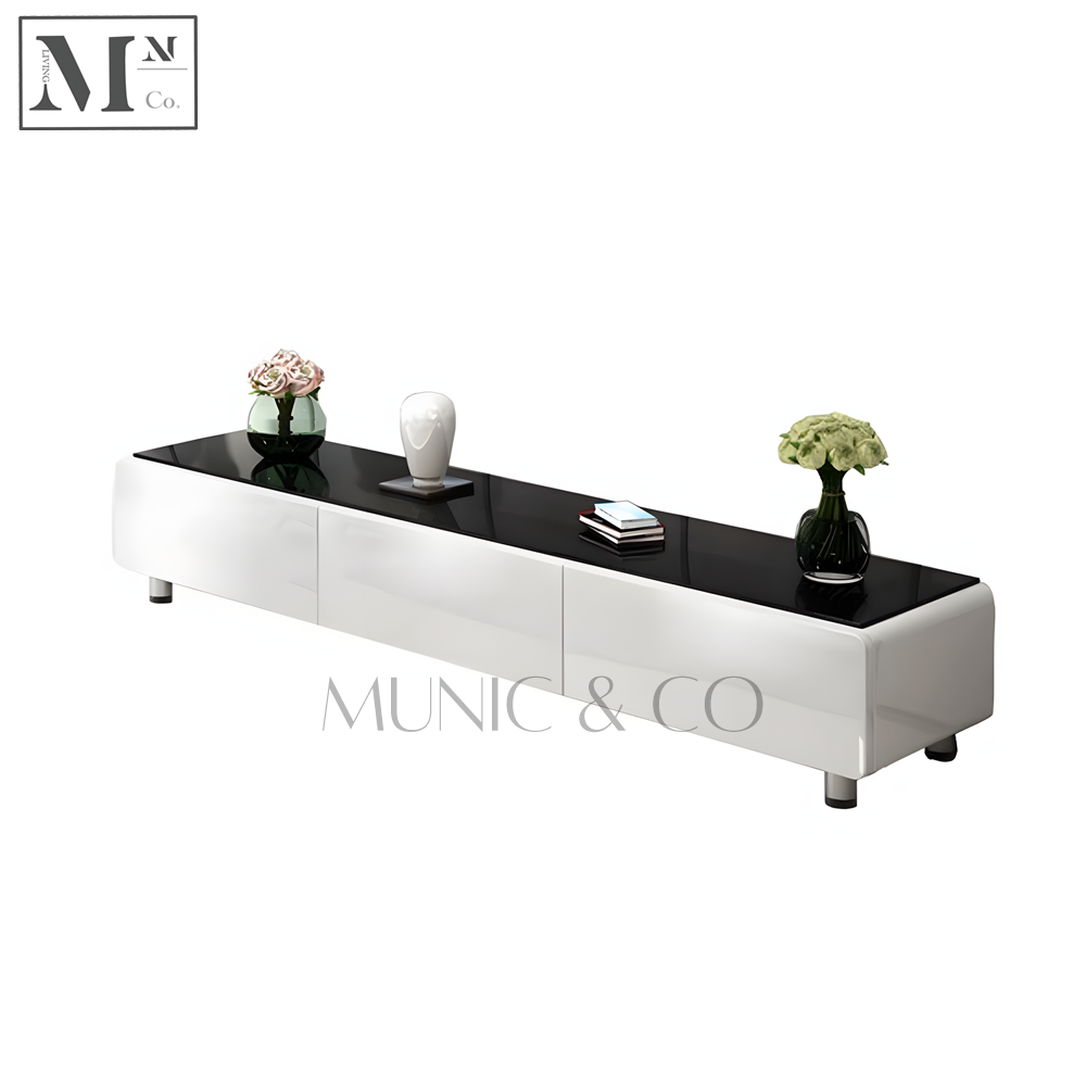 ZINNIA Contemporary Glass TV Console and Coffee Table