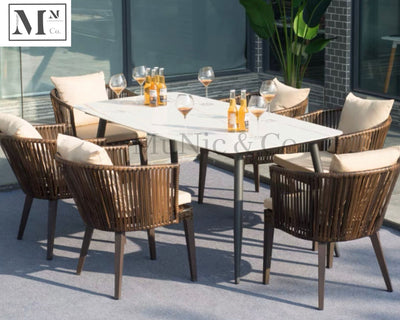 sloan outdoor dining set in rattan weave