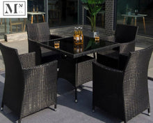 Load image into Gallery viewer, horme outdoor dining chair in rattan weave black 4 piece chairs (no table)

