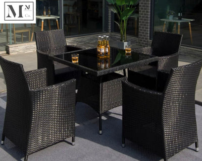 horme outdoor dining chair in rattan weave black 4 piece chairs (no table)