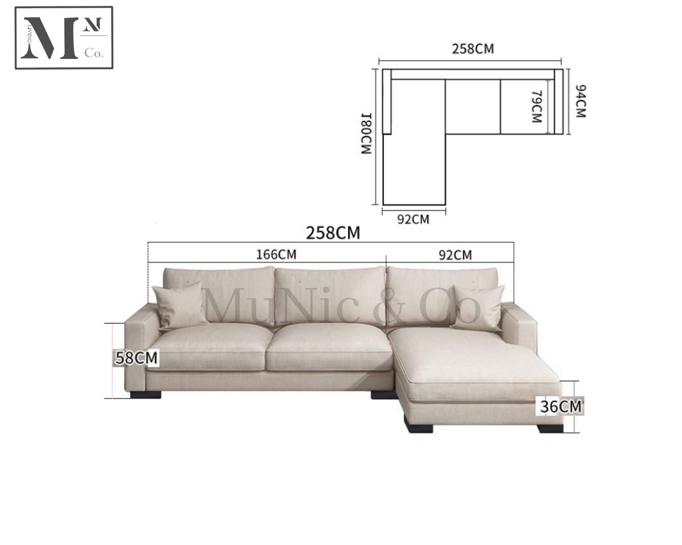 ivenko indoor sofa beige / 2 seater+ left arm lounge
