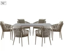Load image into Gallery viewer, crazy sale. kelly dining set chair in rope weave. set of 7 piece as shown

