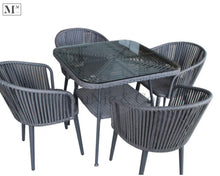 Load image into Gallery viewer, natura petite table chair set. pe rattan outdoor dining set 80cm square table + 4 chairs  black
