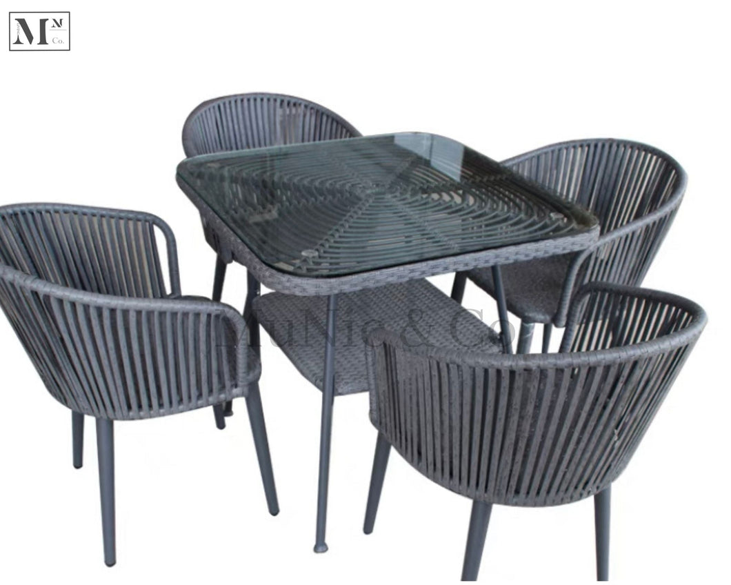 natura petite table chair set. pe rattan outdoor dining set 80cm square table + 4 chairs  black
