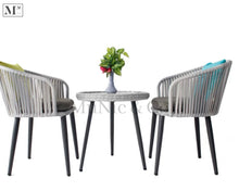 Load image into Gallery viewer, natura dining chair woven in pe rattan 55cm round table + 2 chairs  greyish white
