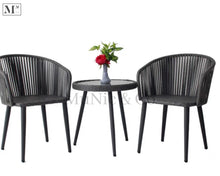 Load image into Gallery viewer, natura dining chair woven in pe rattan 55cm round table + 2 chairs  black
