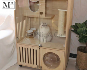 pawspals nonopets natural wooden cats castle.  cats wooden bed