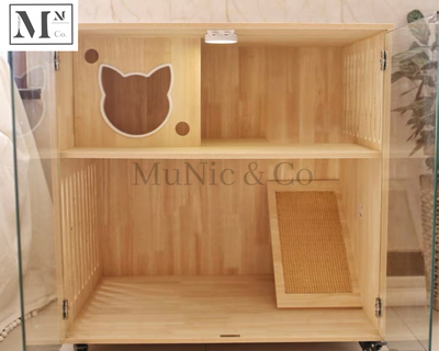 pawspals nonopets natural wooden cats castle.  cats wooden bed