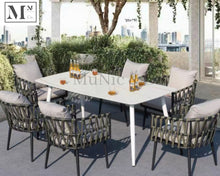 Load image into Gallery viewer, sloan outdoor dining set in rope weave 7 piece set (6 chairs 160 cm white table) / as shown
