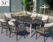 Load image into Gallery viewer, sloan outdoor dining set in rope weave 7 piece set (6 chairs 160 cm black table) / as shown
