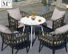 Load image into Gallery viewer, sloan outdoor dining set in rope weave 5 piece set (4 chairs 90 cm white/round table) / as shown
