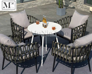 sloan outdoor dining set in rope weave 5 piece set (4 chairs 90 cm white/round table) / as shown