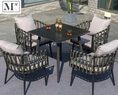 sloan outdoor dining set in rope weave 5 piece set (4 chairs 90 cm black/square table) / as shown