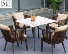 Load image into Gallery viewer, sloan outdoor dining set in rattan weave 5 piece set (4 chairs 90 cm white/square table) / beige
