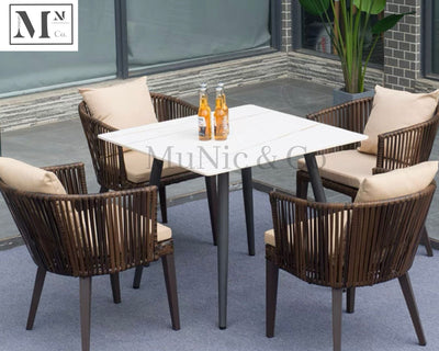sloan outdoor dining set in rattan weave 5 piece set (4 chairs 90 cm white/square table) / beige