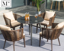 Load image into Gallery viewer, sloan outdoor dining set in rattan weave 5 piece set (4 chairs 90 cm black/round table) / beige
