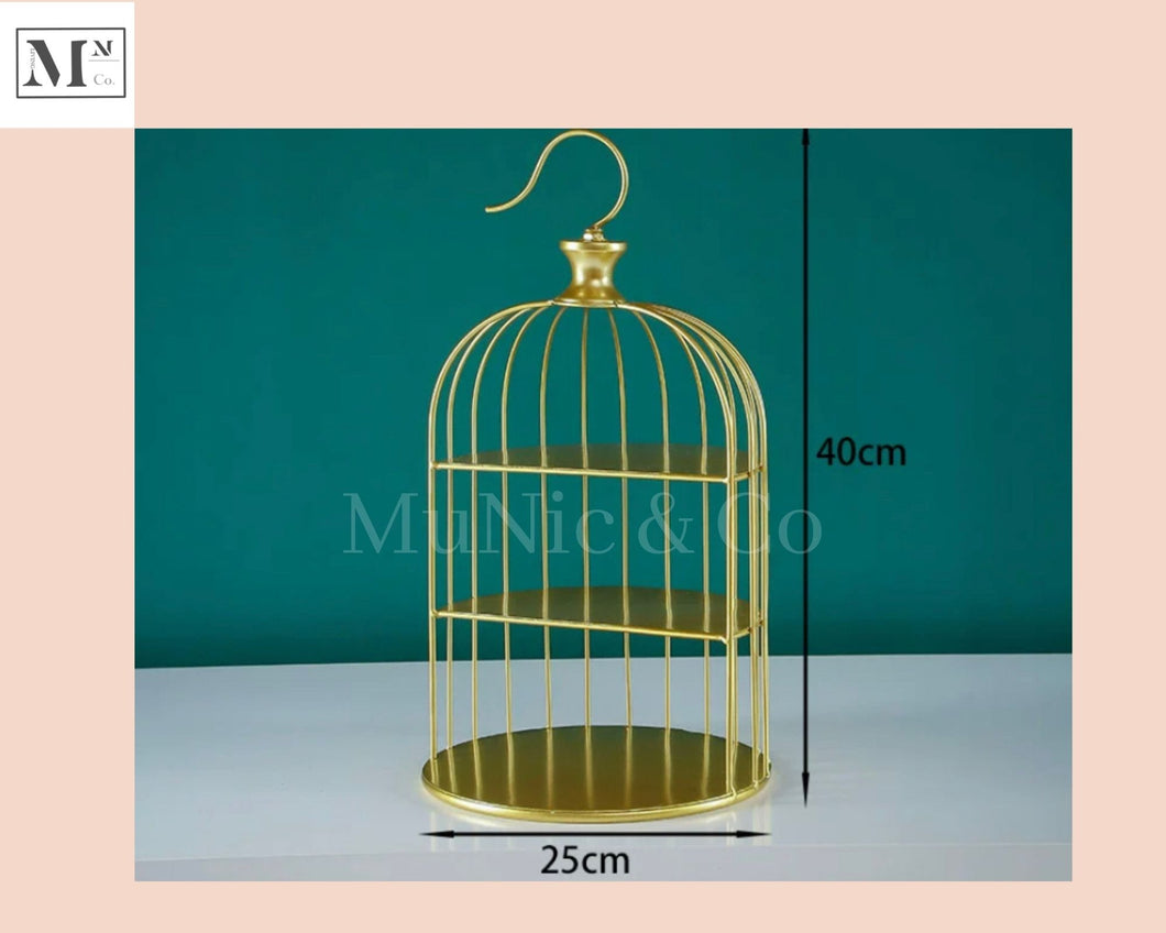 high tea display set.  deliver in 12 days. cakes and pastry display birdcage gold