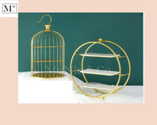 Load image into Gallery viewer, high tea display set.  deliver in 12 days. cakes and pastry display two piece gold bundle
