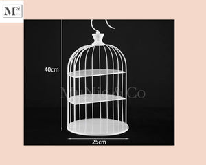 high tea display set.  deliver in 12 days. cakes and pastry display birdcage white
