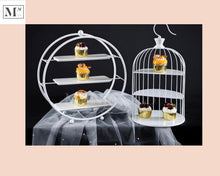 Load image into Gallery viewer, high tea display set.  deliver in 12 days. cakes and pastry display two piece white bundle
