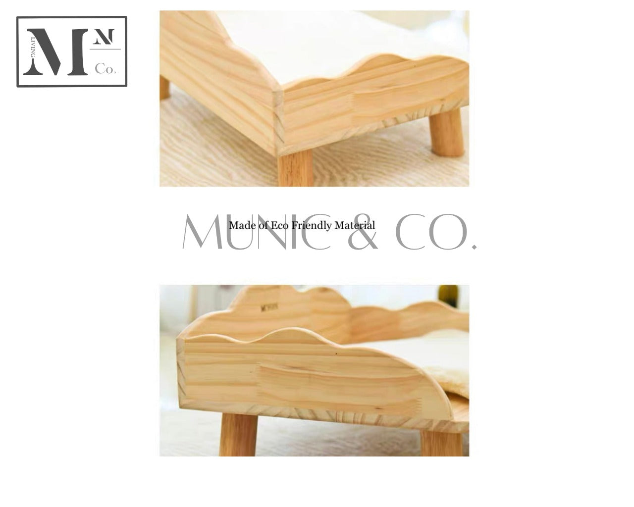 pawspals nonopets natural wooden bed for dogs and cats.  pets wooden bed