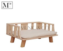 Load image into Gallery viewer, pawspals nonopets natural wooden bed for dogs and cats.  pets wooden bed mohan strips (60x40)
