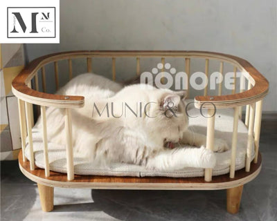 pawspals nonopets natural wooden bed for dogs and cats.  pets wooden bed