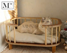 Load image into Gallery viewer, pawspals nonopets natural wooden bed for dogs and cats.  pets wooden bed
