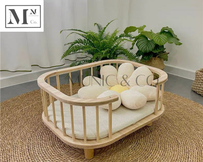 pawspals nonopets natural wooden bed for dogs and cats.  pets wooden bed